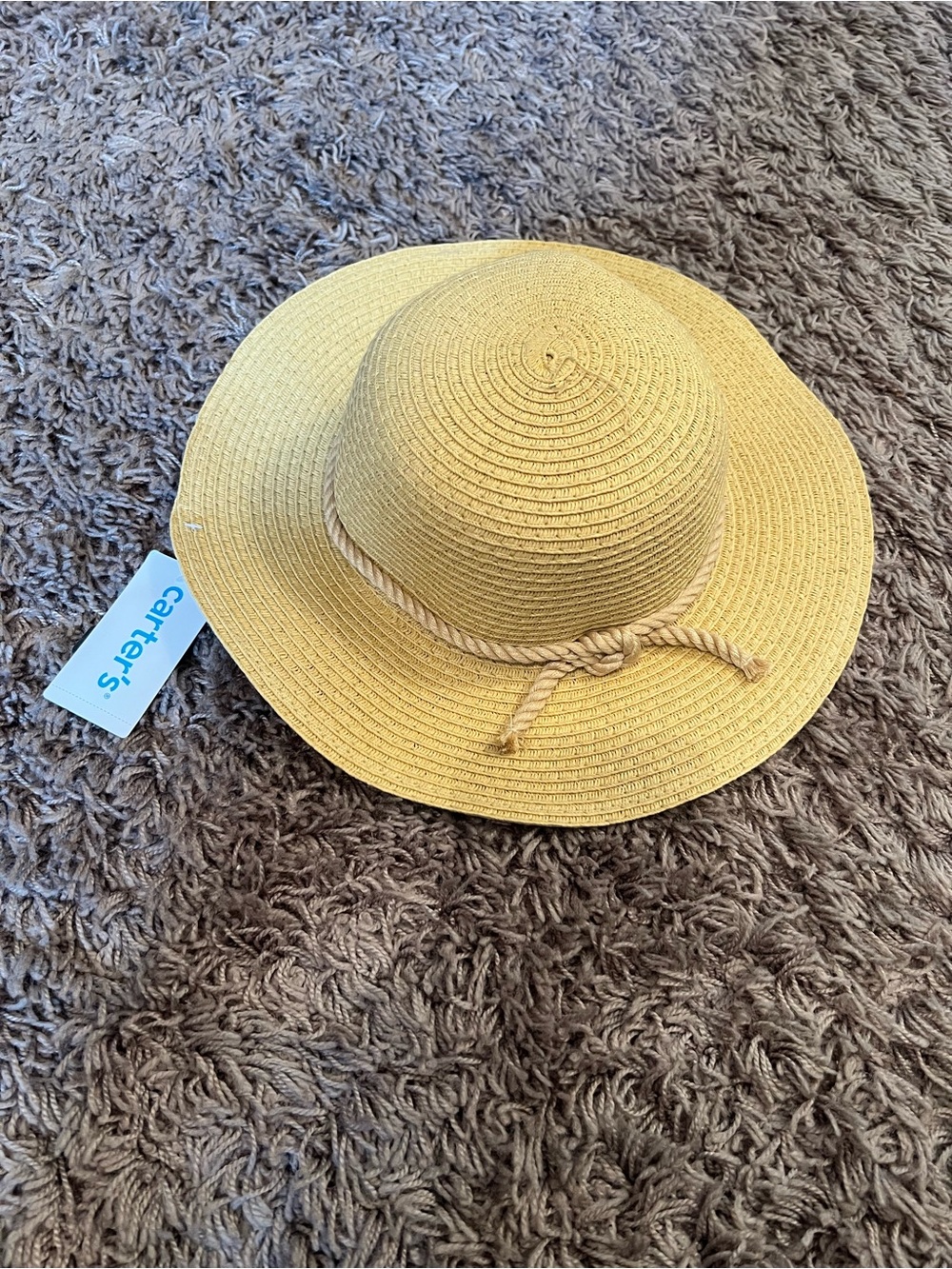 Carter's Yellow Straw Sun Hat with Rope Bow